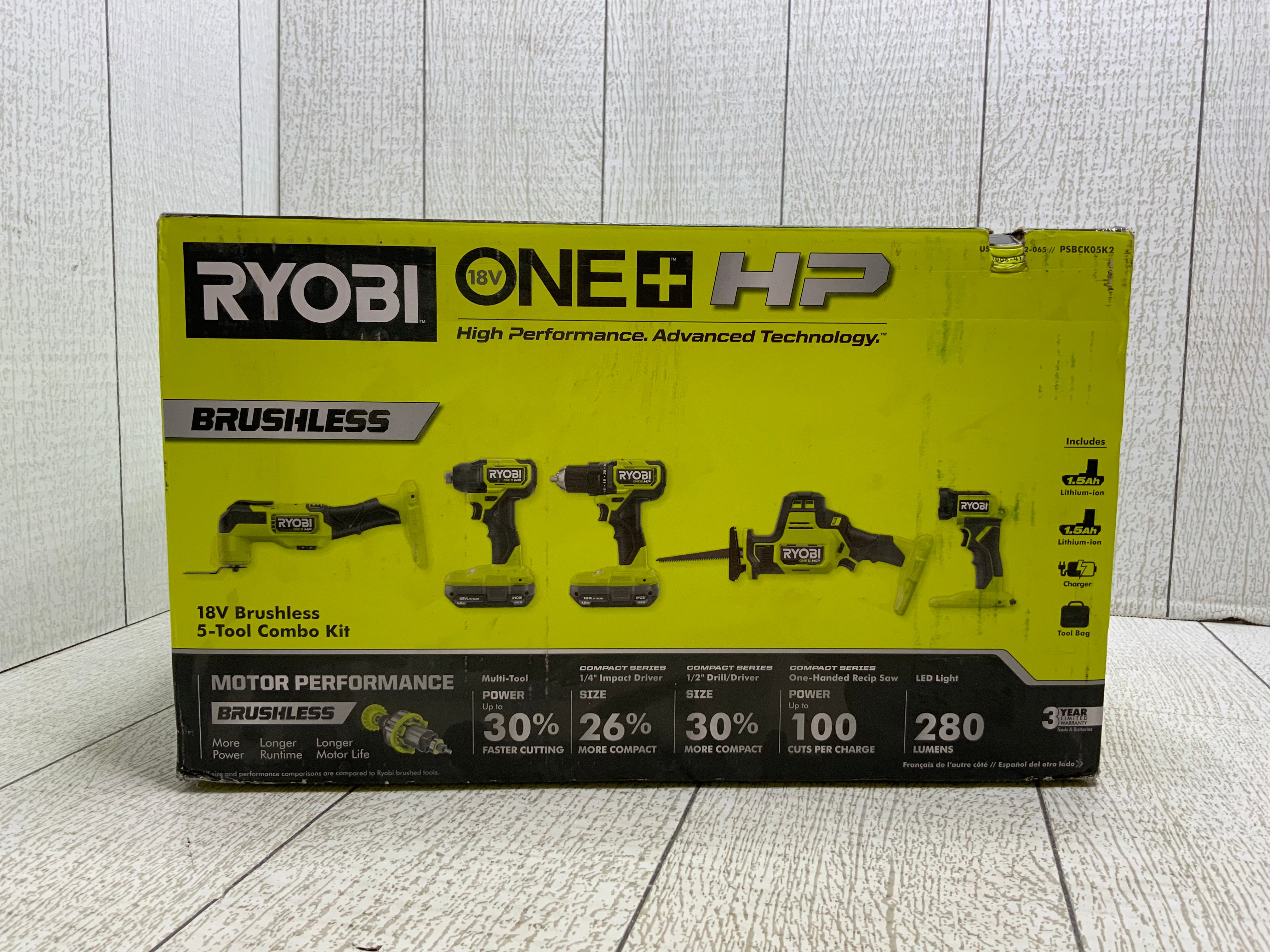 Ryobi ONE+ HP 18V Brushless Cordless 5-Tool Combo Kit (PSBCK05K2) (8055757177070)